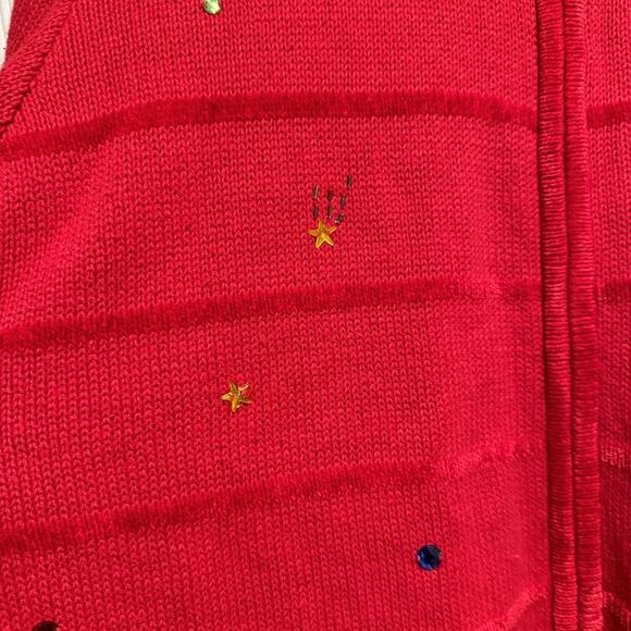 Quacker Factory Red Reindeer Christmas Cardigan Sweater Plus Size 1X - Picture 3 of 6